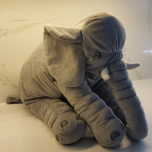 Missing Tag Elephant Gray Stuffed  Animal Pillow Jumbo Big Plush Toy 24" - Picture 2 of 8